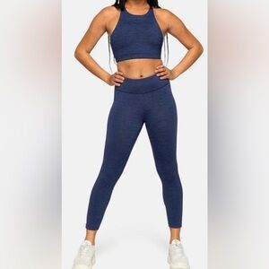 SET Outdoor Voices Navy Blue Heathered Coord Leggings Top S